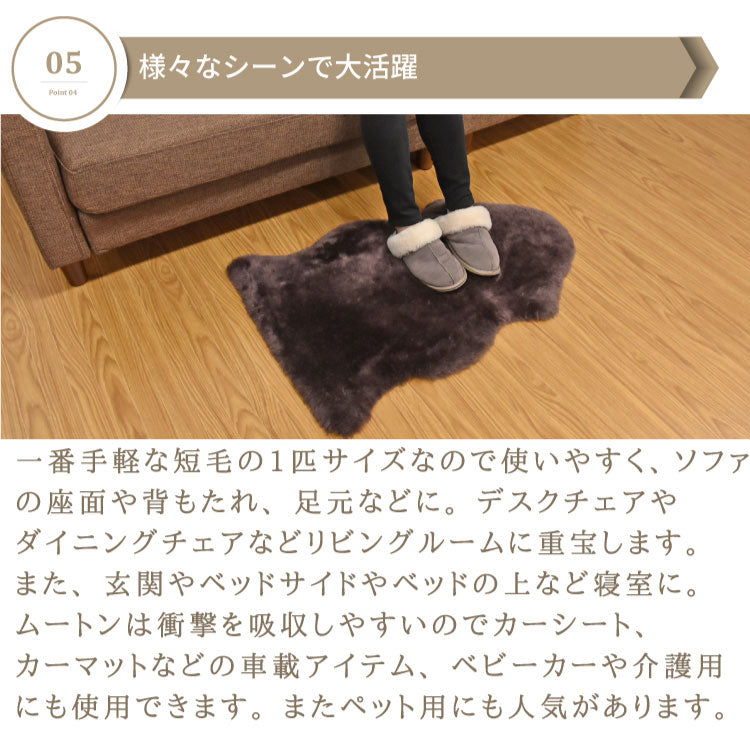 洗えるムートンラグ 1匹サイズ ムートン ラグ 短毛 エアコン対策 在宅 巣ごもり ニュージーランド原皮 毛皮 ウォッシャブル おしゃれ かわいい モダン シック 北欧風 韓国インテリア 淡い 掠れ(代引不可)