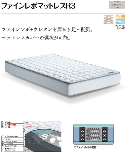 ASLEEP(アスリープ) ファインレボ マットレス プライム R3 ダブル DF8853M 日本製 高機能マットレス カバー付きファイン レボ ファインレボグッズ(代引不可)