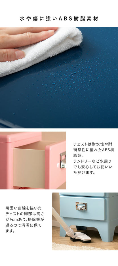 多段チェスト Cran クラン 3段 3段タイプ 収納 収納ボックス 収納棚 棚 スリム レトロ 可愛い カラバリ 角丸加工 収納力 引き出し ネームタグ 洋服 衣類収納 小物収納 ボックス収納 引き出し収納(代引不可)