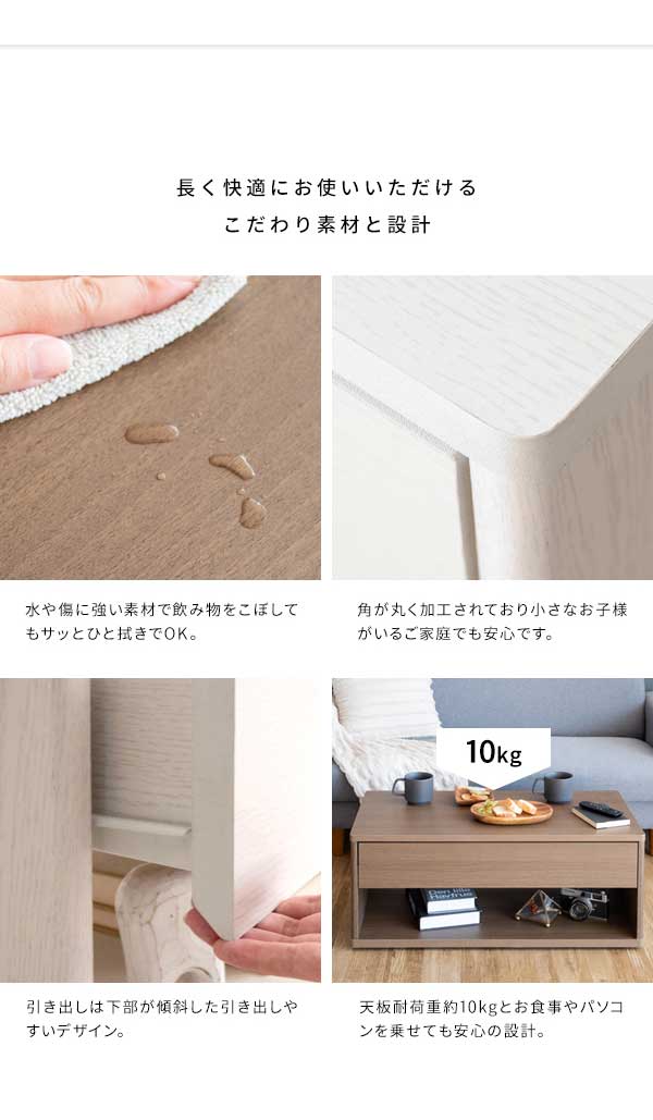 スクエアキャスターテーブル Parana センターテーブル おしゃれ 引き出し インテリア テーブル デスク リビングテーブル ローテーブル ダイニングテーブル スクエアセンターテーブル(代引不可)