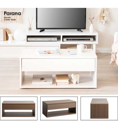 スクエアキャスターテーブル Parana センターテーブル おしゃれ 引き出し インテリア テーブル デスク リビングテーブル ローテーブル ダイニングテーブル スクエアセンターテーブル(代引不可)