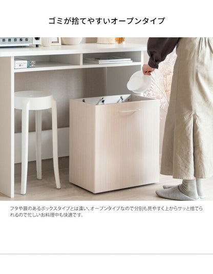 ゴミ箱 分別ダストボックス Gemini ジェミニ 各20リットル対応 3分割 キャスター付き キッチンペール 幅50cm ごみばこ フック付き 木目調(代引不可)