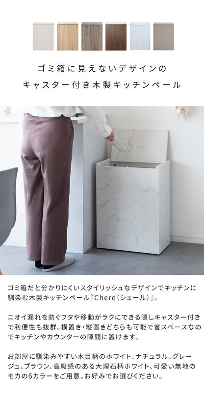 蓋つき ダストボックス Chere(シェール) 木目調 45L キッチンペール ごみ箱 ふた付き 縦型 ごみばこ(代引不可)