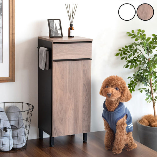 ドッグラック Paseo スリムラック ペット用収納 幅33cm 木製 組立品 開き扉 引き出し付き サイドフック付き 犬 ペット お散歩 パセオ DGR-760 WH/BK キャビネット ハンガーバー付き 洋服収納 おしゃれ(代引不可)