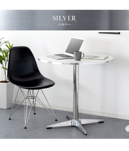 テーブル ダイニングテーブル 机 デスク カフェテーブル ラウンドテーブル 円形テーブル テーブル 2人掛けテーブル 1本脚 幅80cm 高さ75cm 木目調 ナチュラル 光沢 シルバー マット ブラック(代引不可)