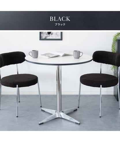 テーブル ダイニングテーブル 机 デスク カフェテーブル ラウンドテーブル 円形テーブル テーブル 2人掛けテーブル 1本脚 幅80cm 高さ75cm 木目調 ナチュラル 光沢 シルバー マット ブラック(代引不可)