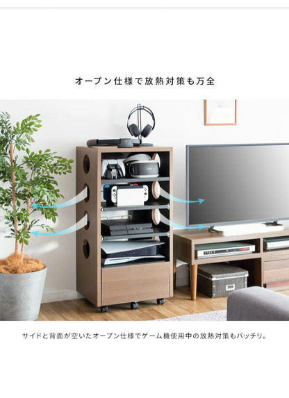 ゲーム機ラック REGABO レガボ PS5対応 キャスター付きゲーム 収納棚 GRK-002 ゲーミングラック ゲーム機 収納 コントローラー収納 ゲーム機収納ラック 引き出し リビング収納(代引不可)
