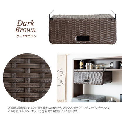 ラタン調 ハンギングラック Palermo パレルモ 幅40cm ちょい足し収納 引っかけ キッチン収納 吊り下げラック 引っ掛け すき間収納 収納ラック 洗面所収納 扉下収納(代引不可)