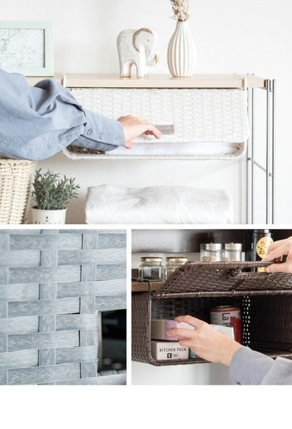 ラタン調 ハンギングラック Palermo パレルモ 幅40cm ちょい足し収納 引っかけ キッチン収納 吊り下げラック 引っ掛け すき間収納 収納ラック 洗面所収納 扉下収納(代引不可)