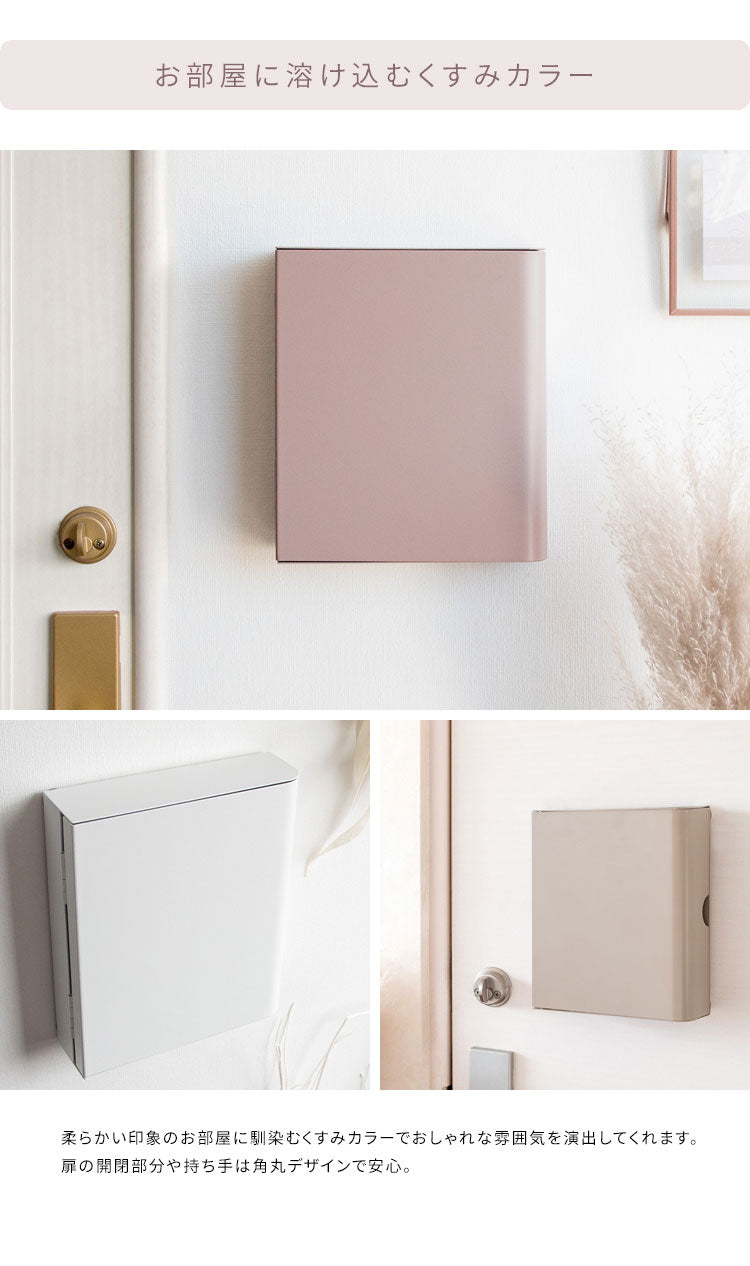 キーボックス TEER ティール くすみカラー かわいい おしゃれ 鍵収納 壁面収納 壁掛け 収納ケース 収納ボックス ボックス 扉付き コンパクト 目隠し マグネット 磁石 ねじ止め キーケース 玄関(代引不可)