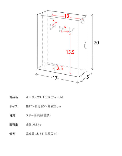 キーボックス TEER ティール くすみカラー かわいい おしゃれ 鍵収納 壁面収納 壁掛け 収納ケース 収納ボックス ボックス 扉付き コンパクト 目隠し マグネット 磁石 ねじ止め キーケース 玄関(代引不可)