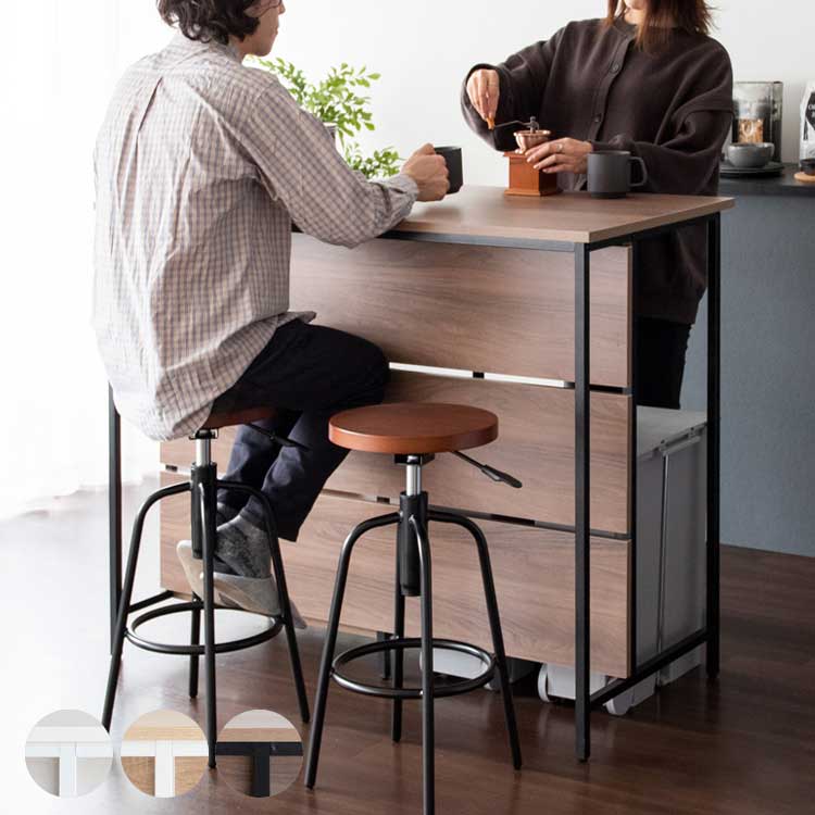 キッチンカウンターテーブル カウンターテーブル キッチン 幅120cm 高さ100cm ゴミ箱上収納 収納 キッチン収納 キッチンラック キッチンカウンター テーブル 木目調 ナチュラル(代引不可)