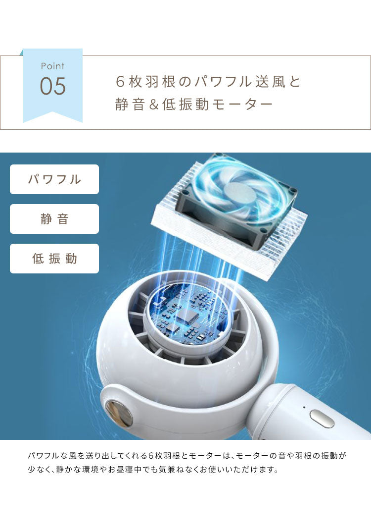 冷却プレート付きハンディファン Sarina 卓上扇風機 手持ち 首掛け 静音 コンパクト 風向き調整 風量3段階 WHA-CPHF_GJ 接触冷却プレート 軽量 USB充電式 可愛い サリナ 夏用 ホワイト グレージュ(代引不可)