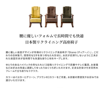 日本製 高座椅子 腰をいたわる高座椅子 Diano ディアーノ 4段階調整 レバー式 13段階リクライニング 高さ調整 座椅子 チェア(代引不可)