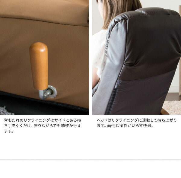 肘付き 回転式 座椅子 ヘッドサポート座椅子 Partir パルティル レバー式 無段階リクライニング ハイバック ヘッドレスト フロアチェア(代引不可)