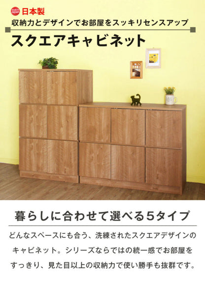 日本製 キャビネット 幅70 高さ80 本棚 リビング 扉付き おしゃれ シンプル 北欧 モダン 木製 リビング スクエアキャビネット スクエア 収納棚 2段チェスト 書棚 かわいい 国産 収納 ルーター収納(代引不可)