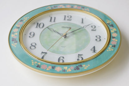 ノア精密 グリーン 掛け時計 グリーンローズ 連続秒針 W-718 GR