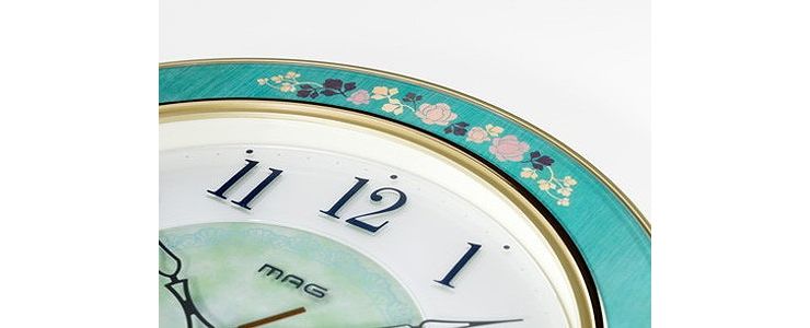 ノア精密 グリーン 掛け時計 グリーンローズ 連続秒針 W-718 GR