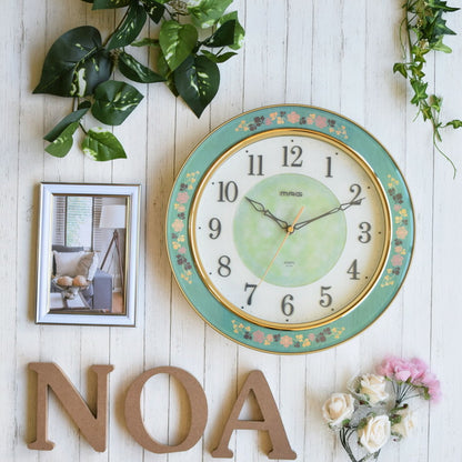 ノア精密 グリーン 掛け時計 グリーンローズ 連続秒針 W-718 GR