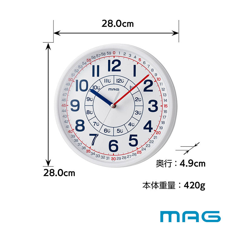 ノア精密 掛け時計 ホワイト 知育時計 よ~める W-736 おうちのかたへのアドバイスシート入り WH-Z