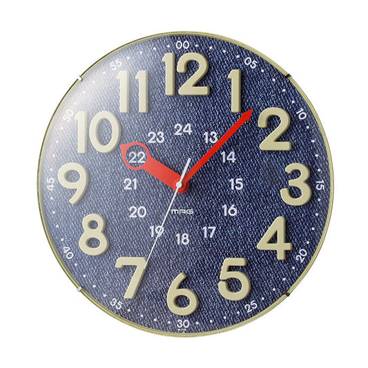 ノア精密 MAG 掛け時計 アナログ電波ウォールクロック W-750 BU 夜間秒針停止機能 電波時計 かわいい