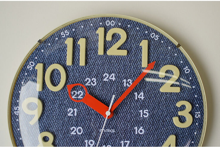 ノア精密 MAG 掛け時計 アナログ電波ウォールクロック W-750 BU 夜間秒針停止機能 電波時計 かわいい