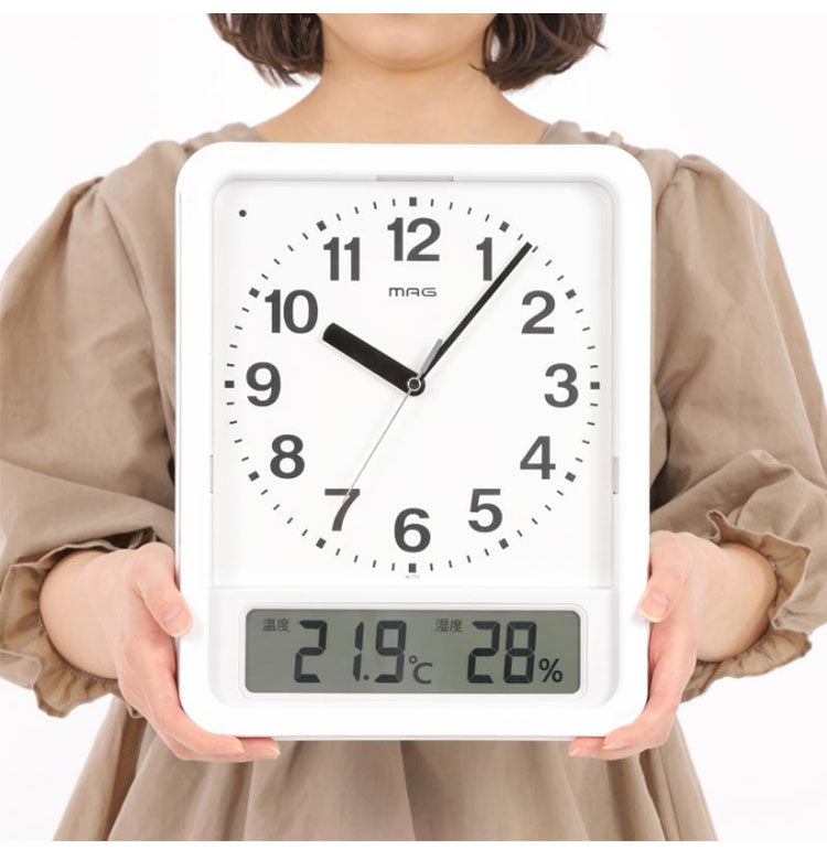 ノア精密 MAG 電波自動点灯置掛両用時計 ルック W-779 WH-Z ライト 電波時計 夜間秒針停止機能 ステップ秒針 マグ