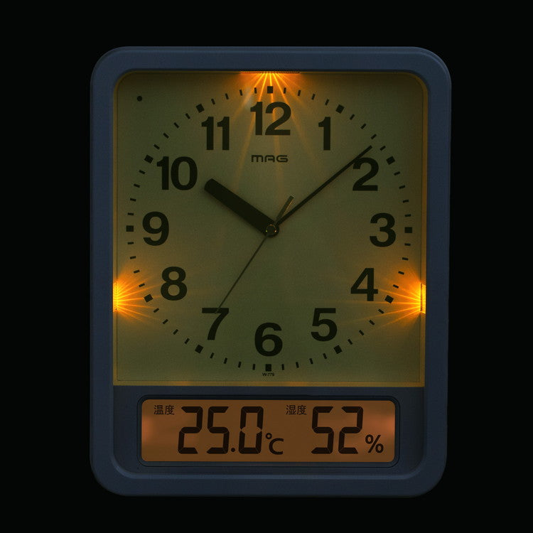 ノア精密 MAG 電波自動点灯置掛両用時計 ルック W-779 WH-Z ライト 電波時計 夜間秒針停止機能 ステップ秒針 マグ