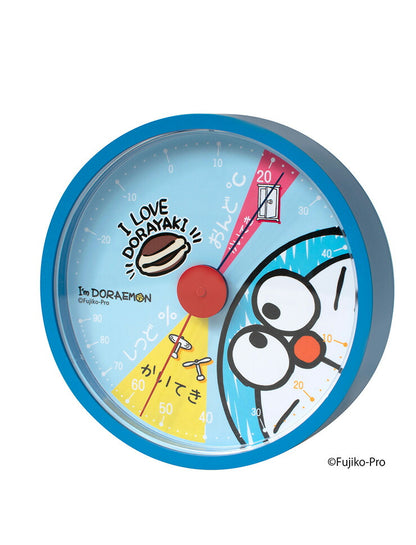 I'm Doraemon アナログ温湿度計 ID-5558129BL ブルー ID-5558130WH ホワイト ドラえもん 温度計 かわいい 子ども部屋 湿度計