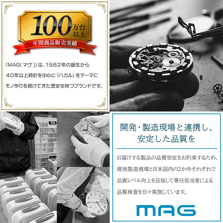 ノア精密 ダブルリンク MAG 電波掛け時計 W-711 WH 温湿度計付き 電波時計