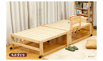 手すり 木製 布団脱落防止 ナチュラル ブラウン 畳ベッド スノコベッド(代引不可)