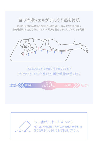 超冷却 ひんやり塩ジェルマット Q-max0.59 2枚組 90×140cm 防水 強力接触冷感 塩ジェル 敷きパット 敷パッド 敷パット 冷感敷きパッド 2枚セット(代引不可)