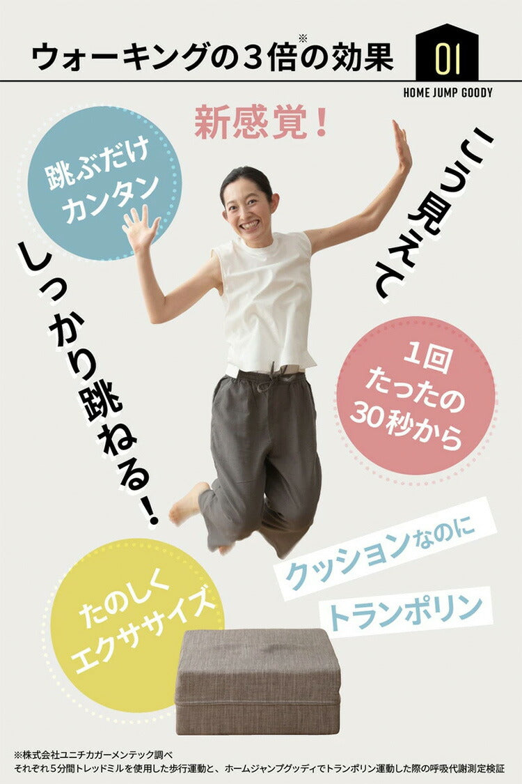 トランポリン クッション 20cm厚 エクササイズ ホームジャンプグッディ 日本製 ファブリックトランポリン トランポリンクッション 滑り止め 大人用 ダイエット 家庭用 子供 マンション 室内 運動 国産(代引不可)