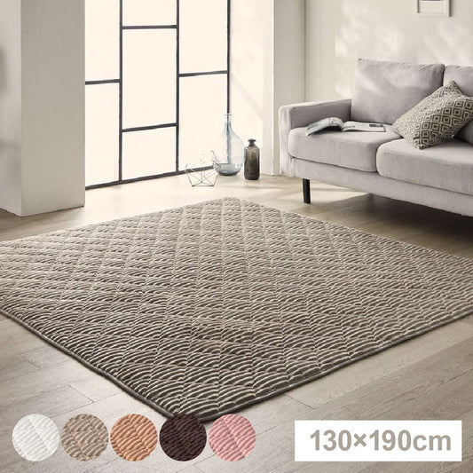 ストライプ フランネル キルトラグ 130×190cm 洗える防菌 防臭 防ダニ 床暖房対応 ホットカーペット対応 滑り止め 長方形 ラグ マット カーペット キルト キルティング インテリア おしゃれ 北欧(代引不可)