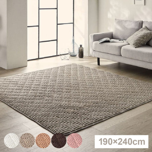 ストライプ フランネル キルトラグ 190×240cm 洗える防菌 防臭 防ダニ 床暖房対応 ホットカーペット対応 滑り止め 長方形 ラグ マット カーペット キルト キルティング インテリア おしゃれ 北欧(代引不可)
