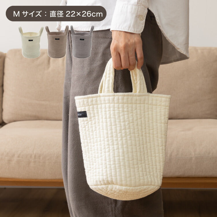 イブル 丸洗いできるマルチバスケットバッグ Mサイズ 綿100% ミニトートバッグ お買い物バッグ 洗える 持ち運び 小物 小さめ 犬 散歩 mofua モフア かわいい おしゃれ