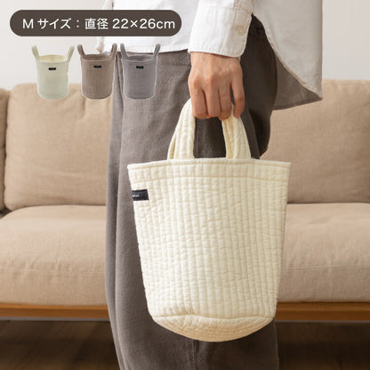 イブル 丸洗いできるマルチバスケットバッグ Mサイズ 綿100% ミニトートバッグ お買い物バッグ 洗える 持ち運び 小物 小さめ 犬 散歩 mofua モフア かわいい おしゃれ