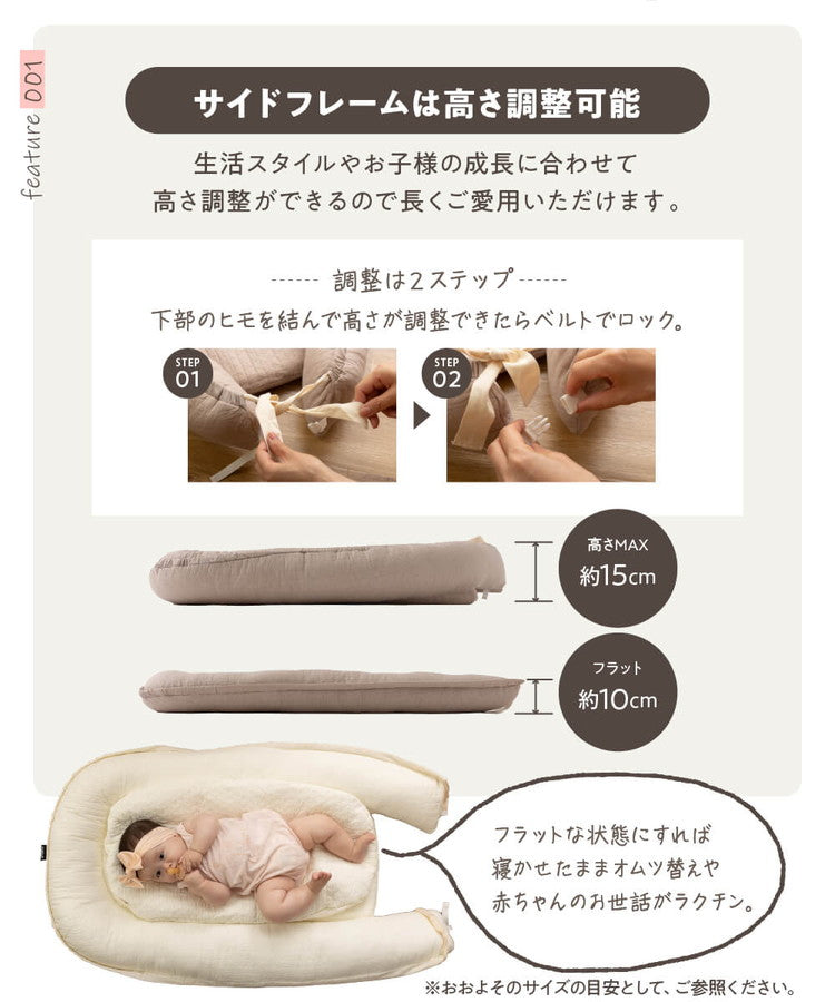 イブル ベッドインベッド CLOUD柄 50×85cm 綿100% ベビーベッド ベビーネスト 洗える 持ち運び 添い寝 赤ちゃん 床置き 新生児 かわいい おしゃれ mofua モフア ギフト プレゼント 出産祝い(代引不可)