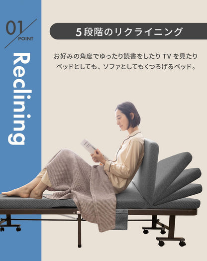 折りたたみベッド シングル S リクライニング 完成品 組み立て不要 ハイタイプ 高さ40cm シングル コンパクト おしゃれ 北欧 布団 寝具 新生活 一人暮らし(代引不可)