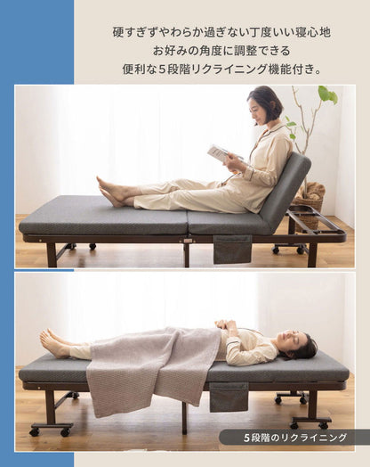 折りたたみベッド シングル S リクライニング 完成品 組み立て不要 ハイタイプ 高さ40cm シングル コンパクト おしゃれ 北欧 布団 寝具 新生活 一人暮らし(代引不可)