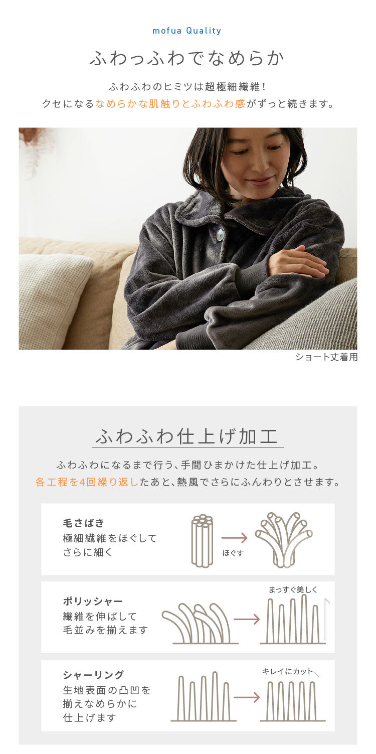 着る毛布 mofua ロング丈 120cm モフア 3wayハイネックタイプ プレミアムマイクロファイバー ゆったり リラックス なめらか 静電気防止 袖付きブランケット 袖口リブ付 ルームウェア