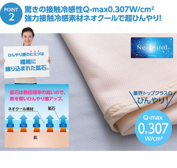 ネオクール接触冷感素材使用 ひんやりフィットシーツセミダブル