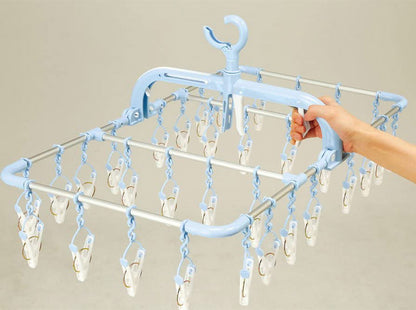 ツウィンモール 横もちアルミハンガー32ピンチ ブルー SL-02 洗濯干し 洗濯物干し 洗濯用品