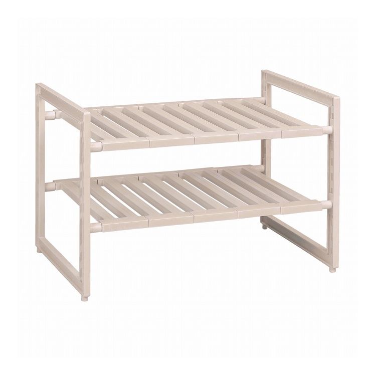 日本製 シンク下 ラック 2段 ワイド 伸縮タイプ ワームグレー 幅46~73.5×奥行39.5×高さ40cm LD-235 Style Storage(代引不可)