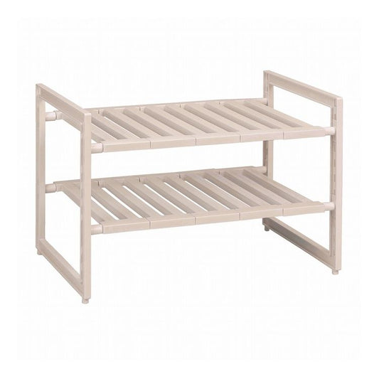 日本製 シンク下 ラック 2段 ワイド 伸縮タイプ ワームグレー 幅46~73.5×奥行39.5×高さ40cm LD-235 Style Storage(代引不可)