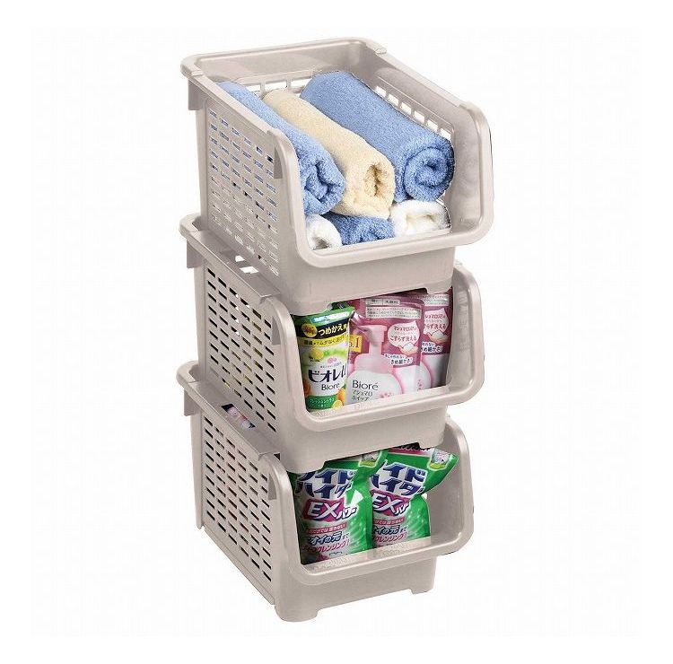 日本製 積み重ね ストッカー キャスター付 ワームグレー LD-245 Style Storage(代引不可)