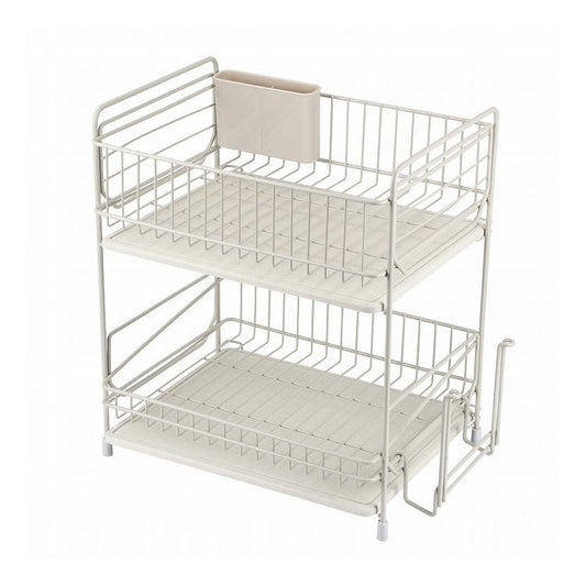 珪藻土 トレー 水切り ラック 2段 水切りポケット付 まな板受け付 スライド式トレー キッチン シンクまわり 水周り ワームグレー LD-276 Style Storage(代引不可)