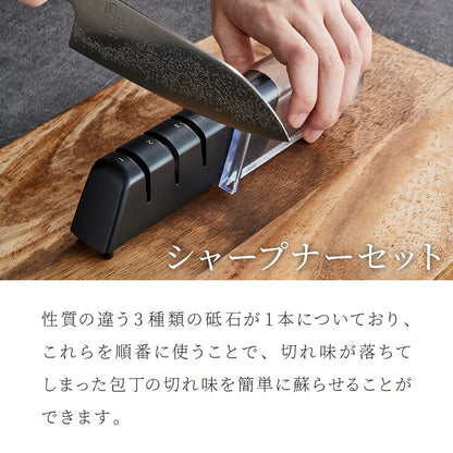 貝印 関孫六 匠創 白銀 包丁セット 三徳包丁 ペティナイフ 純正シャープナー 日本製 オールステンレス 火の粉 エッチング加工 包丁研ぎ 砥ぎ器 ナイフ 3点セット KAI 関の刃物