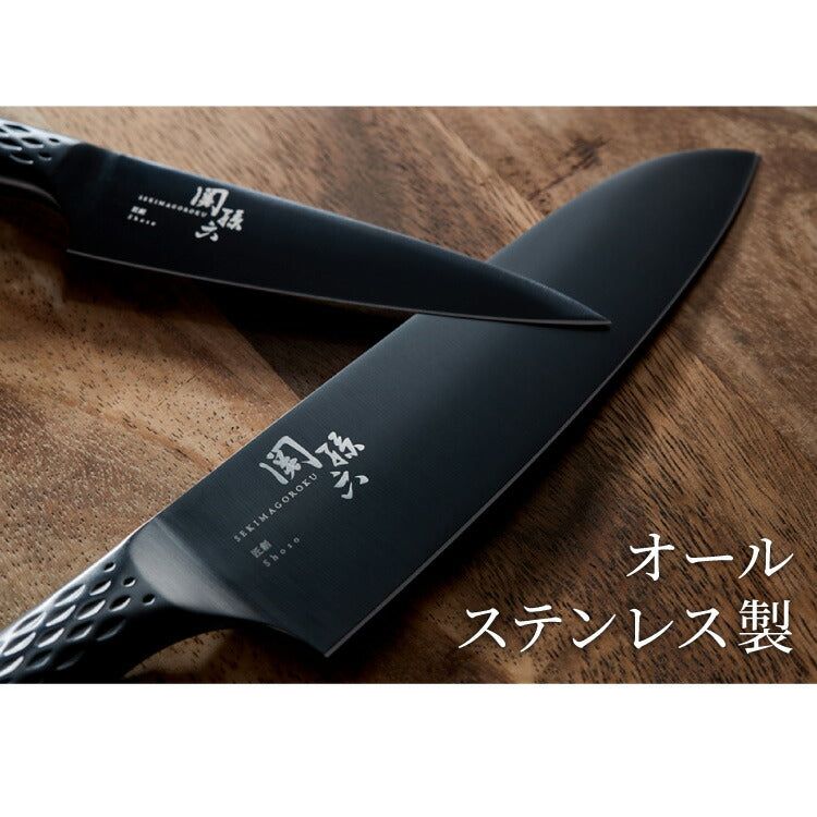 貝印 関孫六 匠創 漆黒 包丁3点セット 黒チタンコート 三徳包丁 ペティナイフ 純正シャープナー 日本製 KAI 食洗機対応 オールステンレス 包丁セット 砥ぎ器ナイフ 関の刃物 三徳3点セット ブラック
