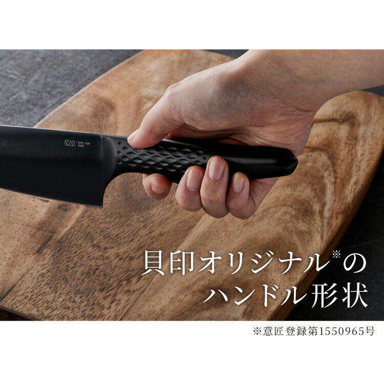 貝印 関孫六 匠創 漆黒 包丁3点セット 黒チタンコート 三徳包丁 ペティナイフ 純正シャープナー 日本製 KAI 食洗機対応 オールステンレス 包丁セット 砥ぎ器ナイフ 関の刃物 三徳3点セット ブラック